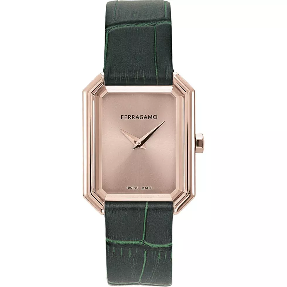 Salvatore Ferragamo Vega Crystal Rose Gold-Tone Watch 26.5x33.5mm