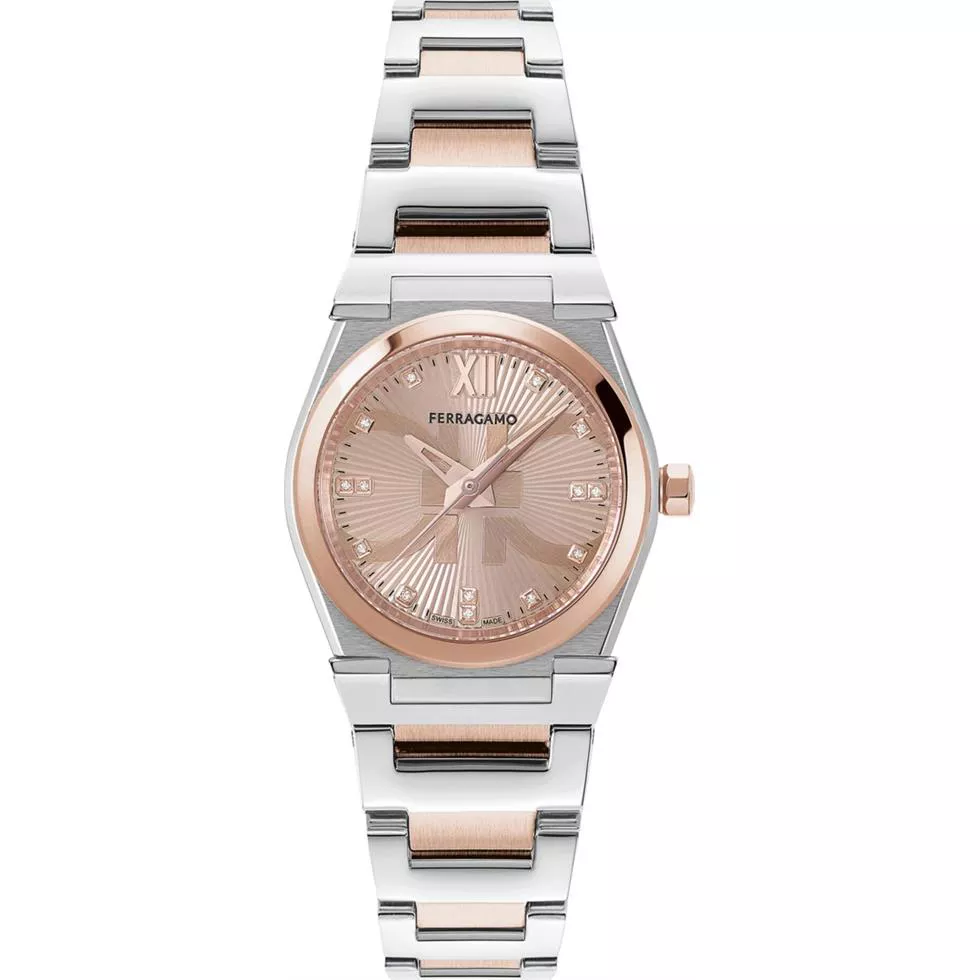 Salvatore Ferragamo Vega Rose Gold-Tone Diamond Watch 28mm