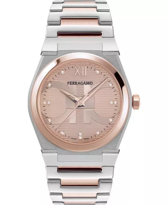 Salvatore Ferragamo Vega Rose Gold-Tone Diamond Watch 40mm