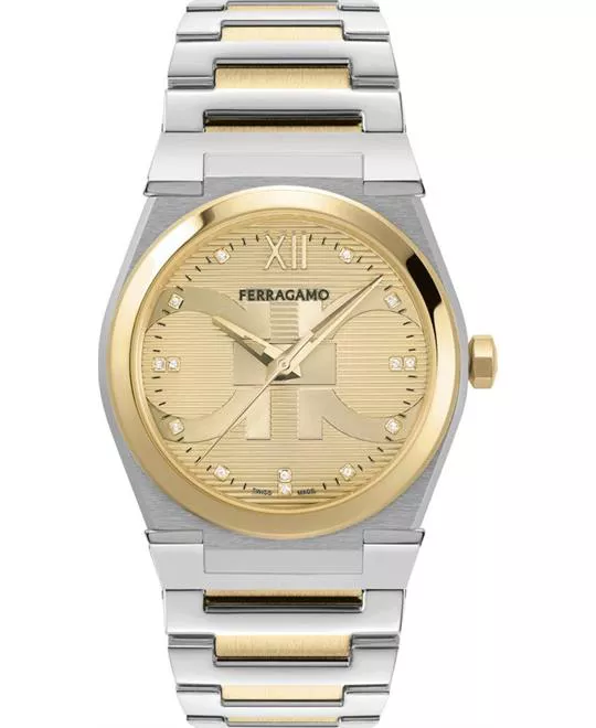 Salvatore Ferragamo Vega Gold-Tone Diamond Watch 40mm