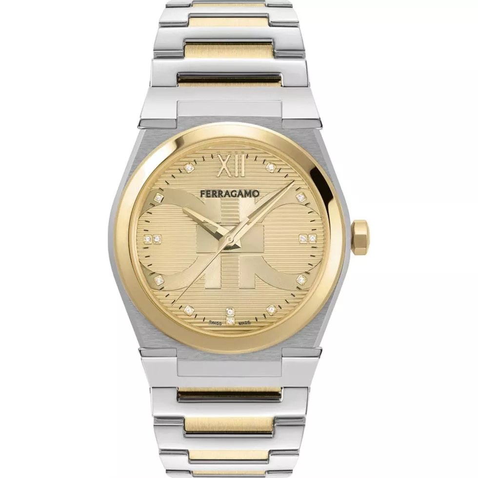 Salvatore Ferragamo Vega Gold-Tone Diamond Watch 40mm