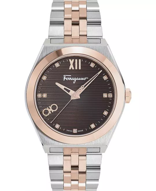 Salvatore Ferragamo Vega Two-Tone Diamond Watch 40mm