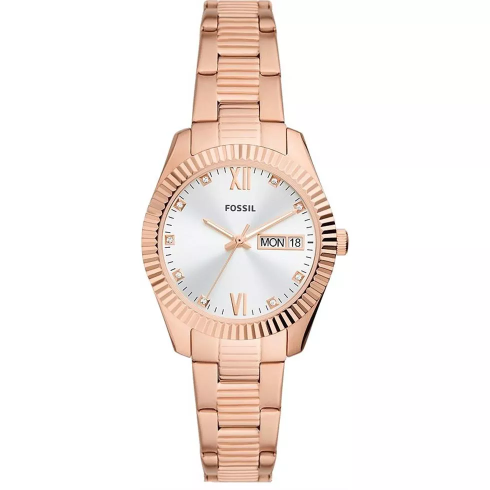 Scarlette Three-Hand Day-Date Rose Gold-Tone Watch 32MM