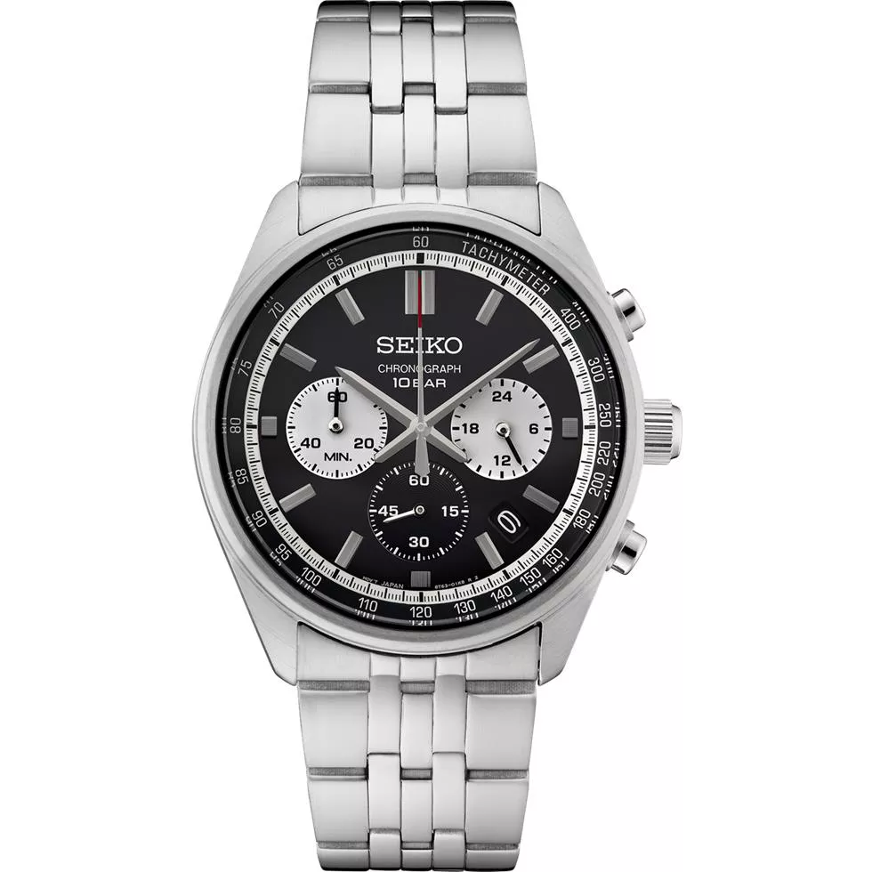 Seiko Presage Black Chronograph Watch 41.5mm