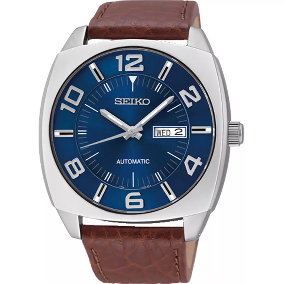 Seiko Recraft Automatic Brown Leather Watch 43mm 