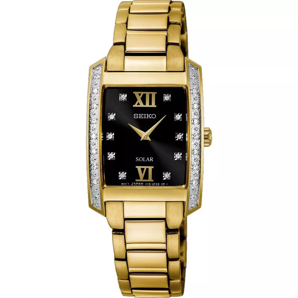Seiko Solar Black Dial Watch 28mm