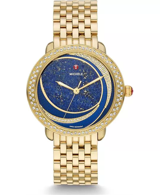 Michele Serein Mid Lapis Diamond Watch