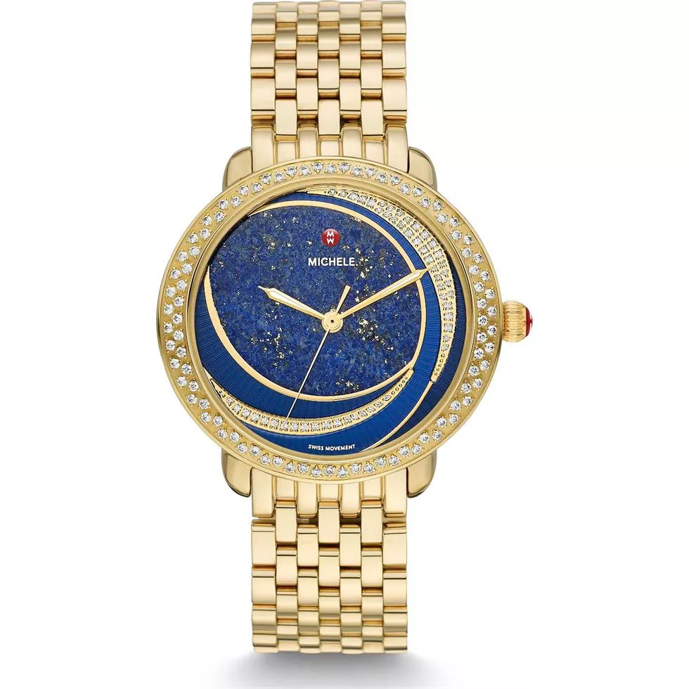 Michele Serein Mid Lapis Diamond Watch
