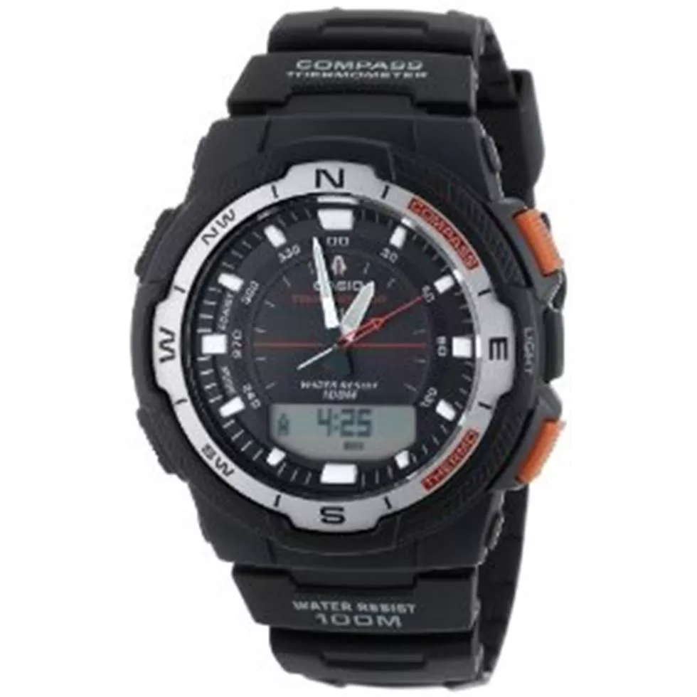 Men's  Black Resin Analog Digital Twin Sensor Multi-Function Watch