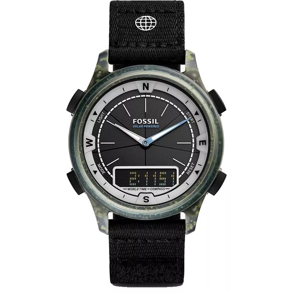 Solar-Powered Analog-Digital Black rPET Watch 42MM