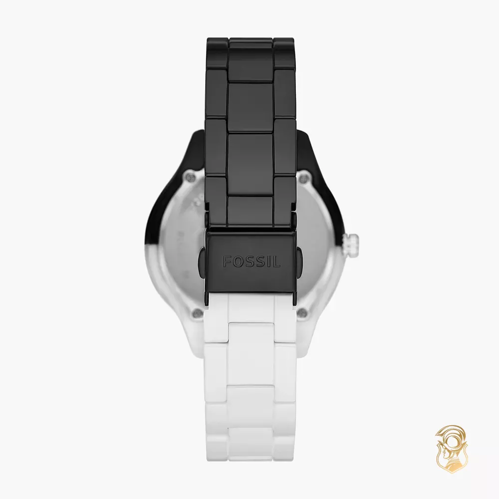 Stella Multifunction Black and White Ceramic Watch 37MM