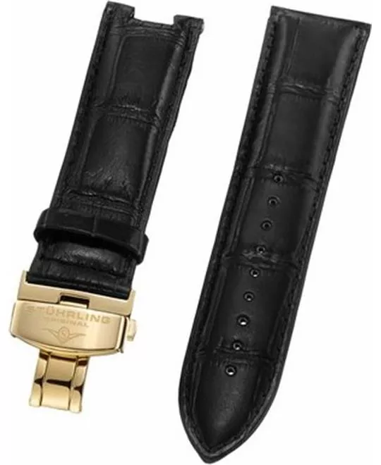 Stuhrling Original Black Alligator Embossed Genuine Leather 24MM