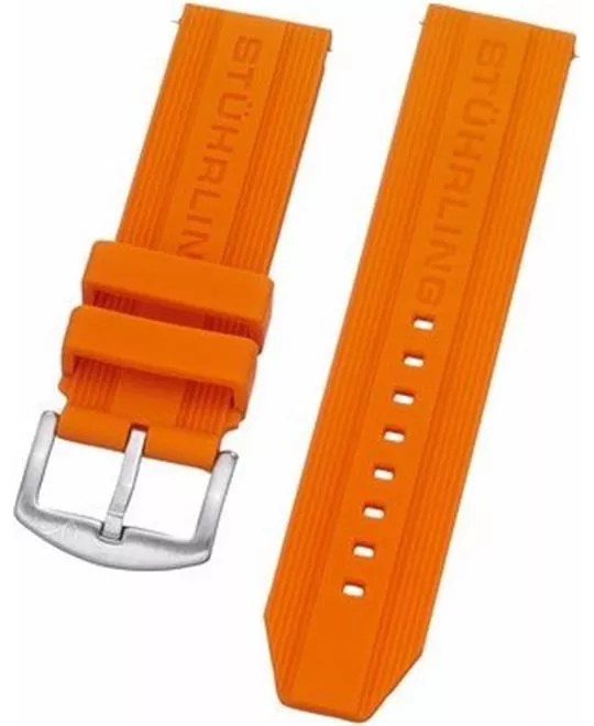 Stuhrling Original mens orange rubber strap 24mm 