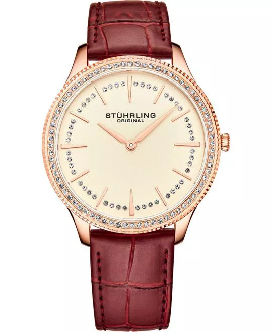 Stuhrling Symphony Red Genuine Leather Watch 38mm