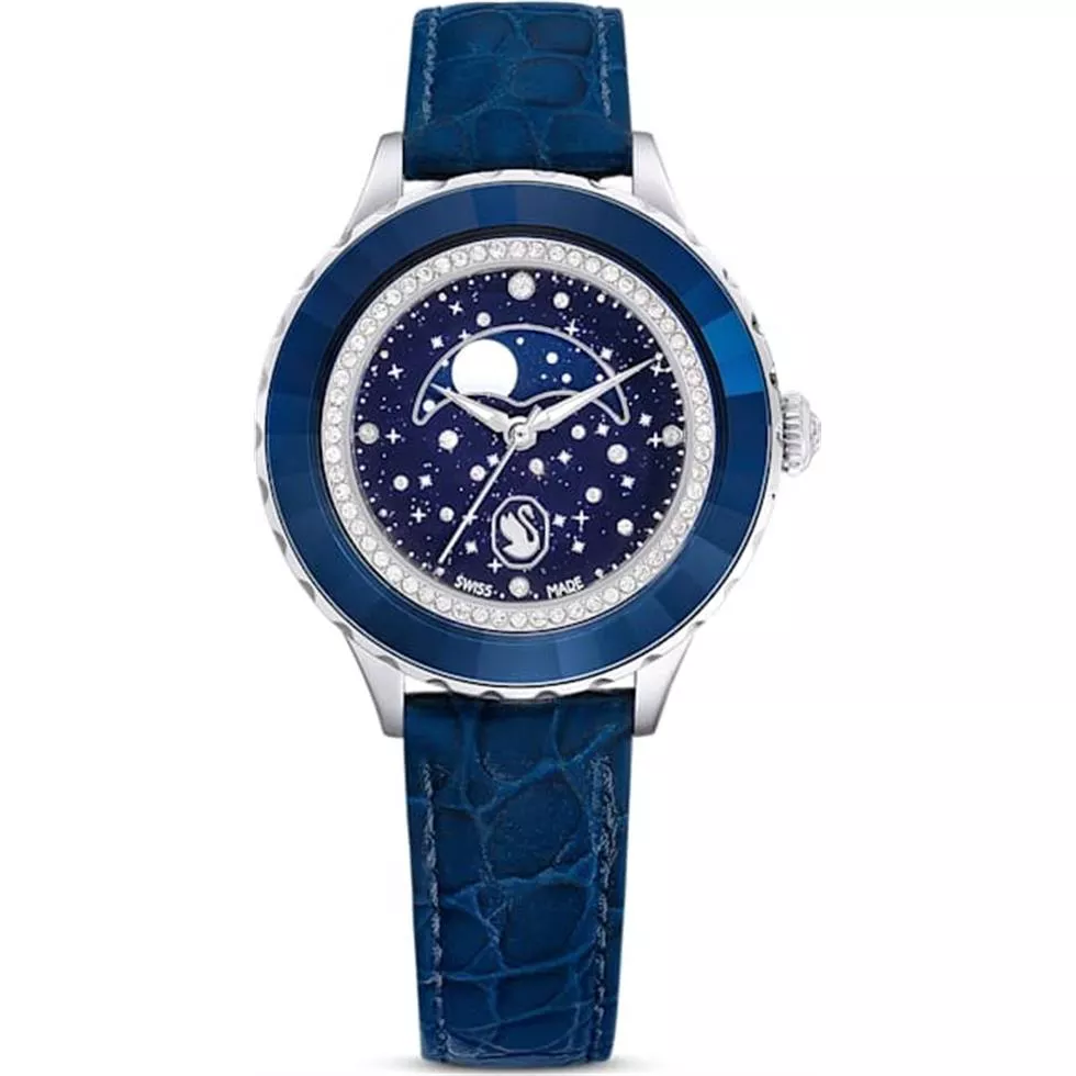 Swarovski Octea Moon Blue-Tone Watch 37mm