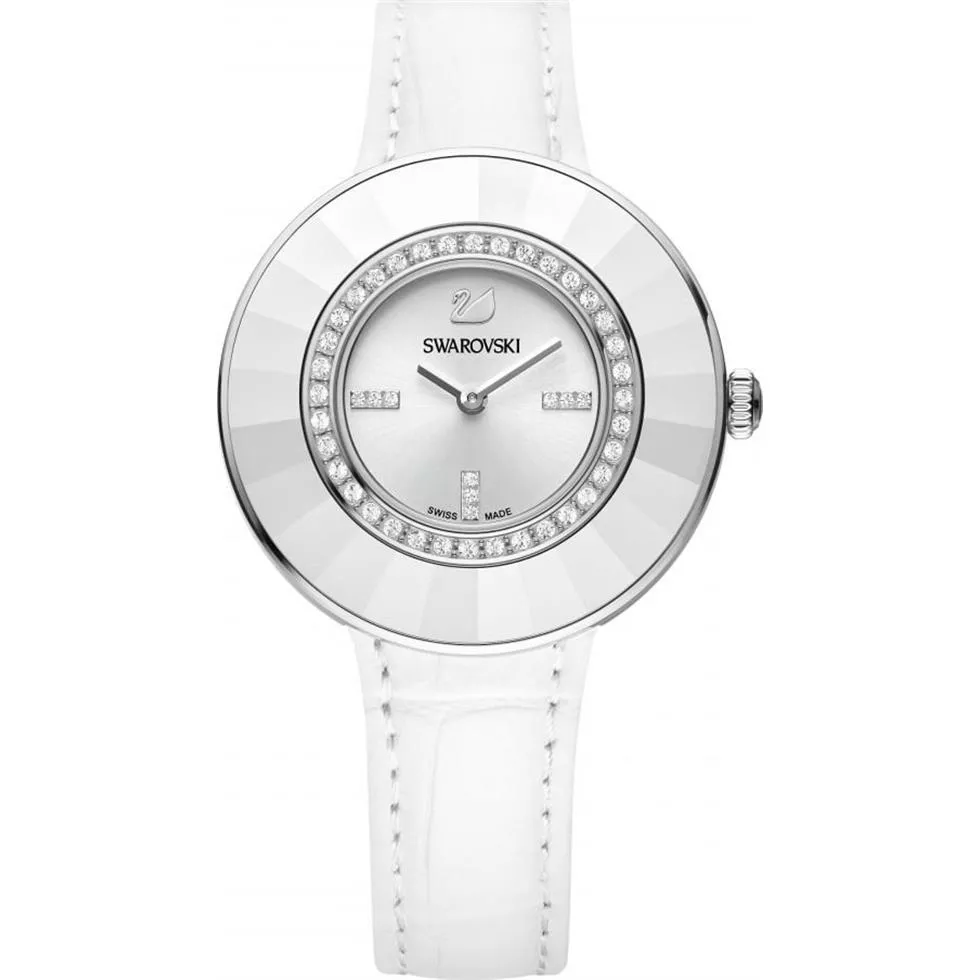 Swarovski White Leather Watch 36mm