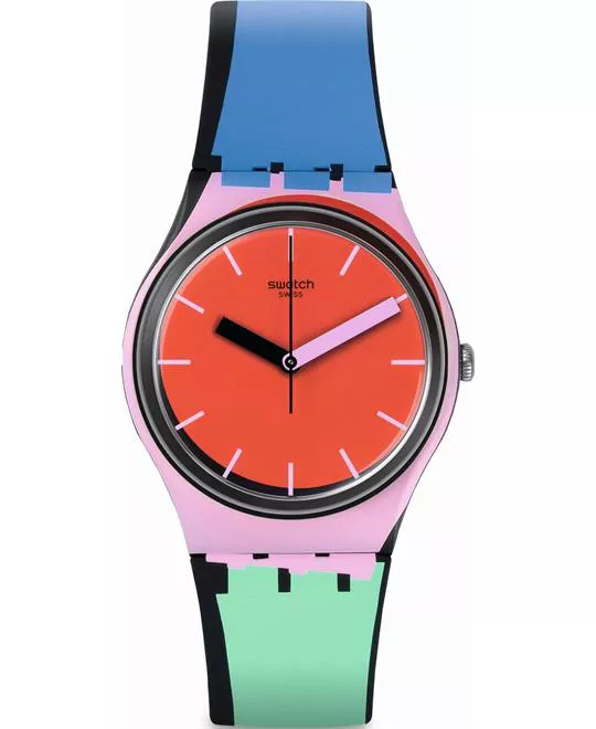 Swatc Green Silicone Band Unisex Watch 34mm