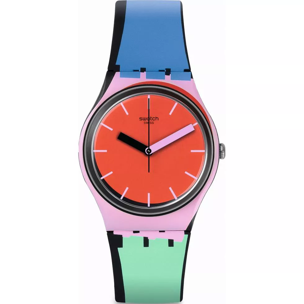 Swatc Green Silicone Band Unisex Watch 34mm