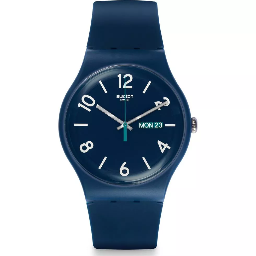 Swatch Backup Blue Blue Silicone Unisex Watch 42mm