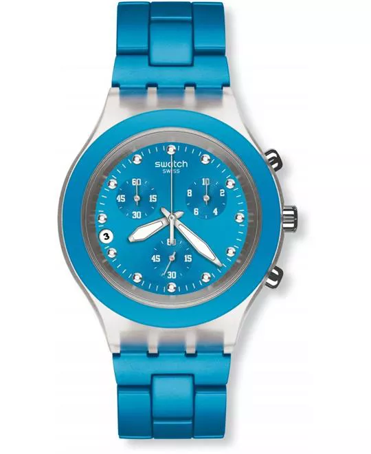 Swatch Blue Aluminum Swiss Quartz Watch 43mm