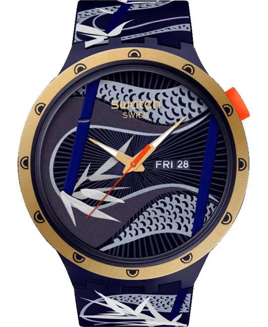 Swatch Blue And Golden Lithe Snake Watch 47mm