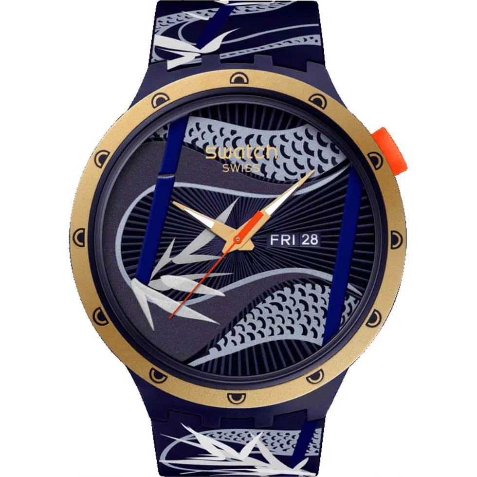 Swatch Blue And Golden Lithe Dancer Watch 47mm