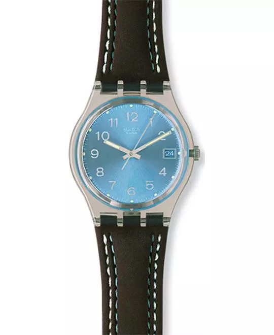 Swatch Blue Choco Clear Plastic Watch 34mm