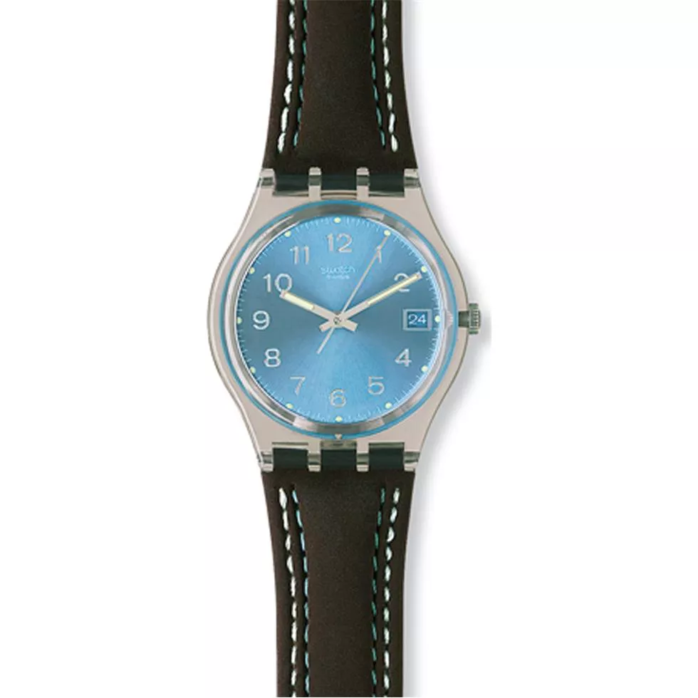 Swatch Blue Choco Clear Plastic Watch 34mm