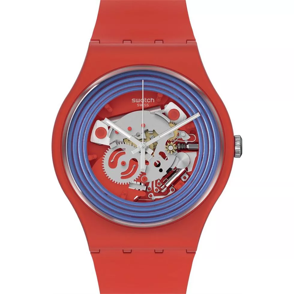 Swatch Blue Rings Red Watch 41MM