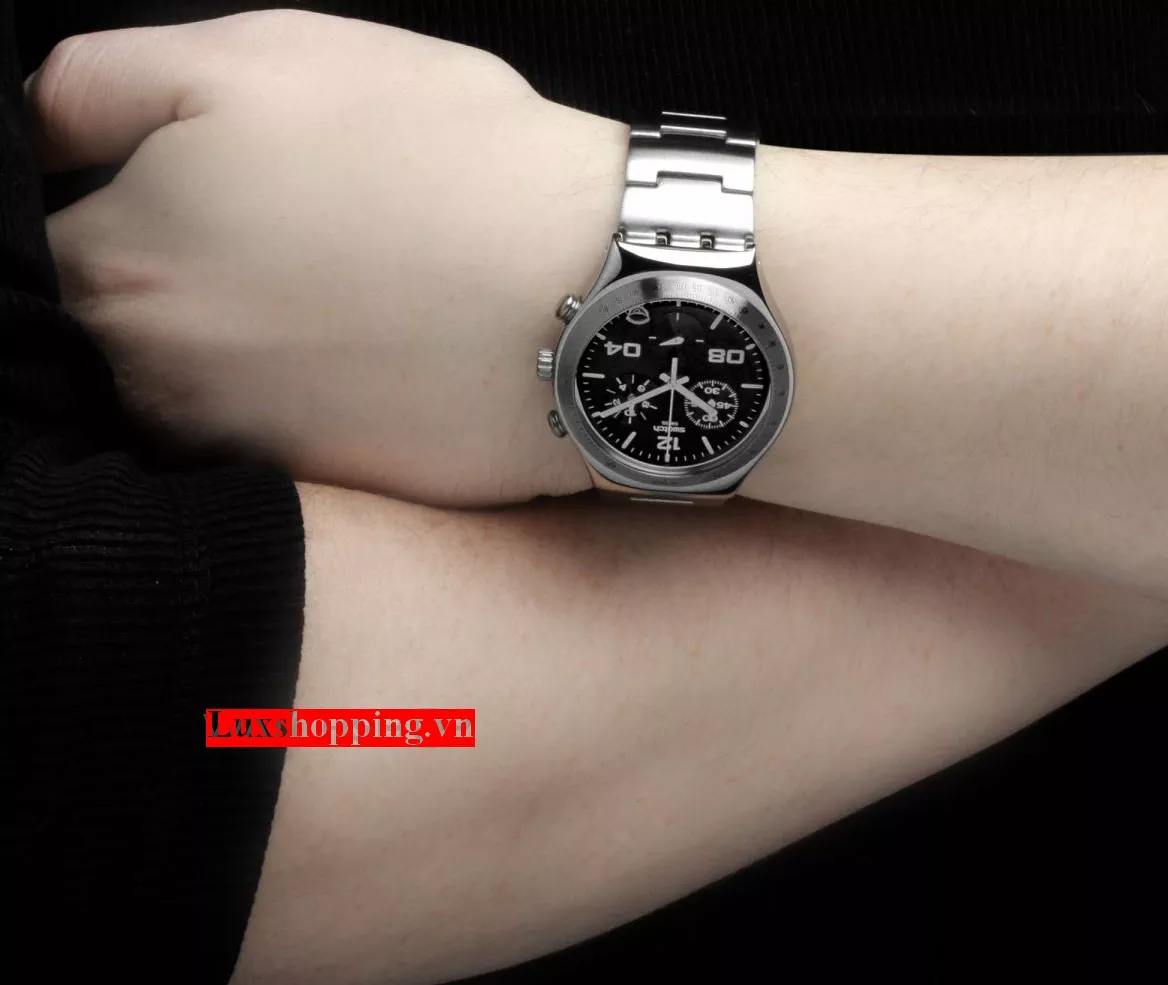 Swatch Blustery Black Chronograph Watch - 39mm