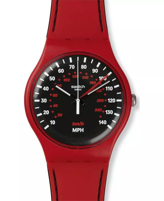 Swatch Brake Red Silicone Strap Watch 41mm