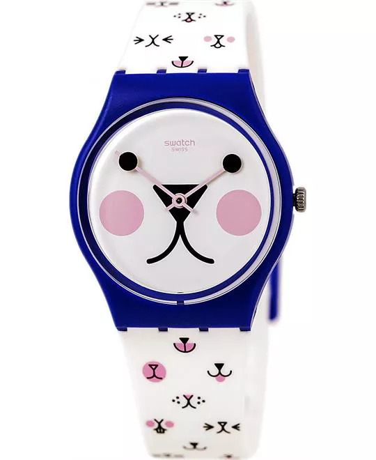 SWATCH Cattitude White Silicone Ladies Watch 33mm