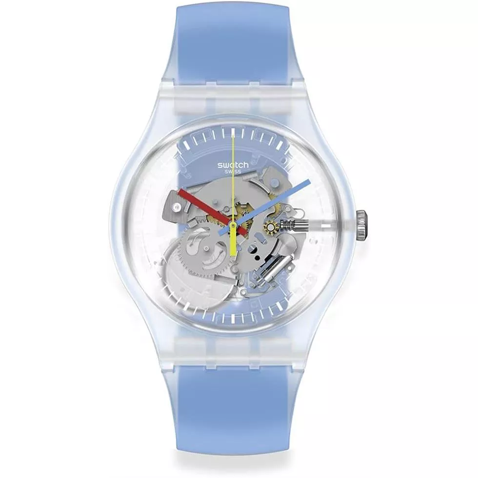 Swatch Clearly Blue Striped Watch 41MM