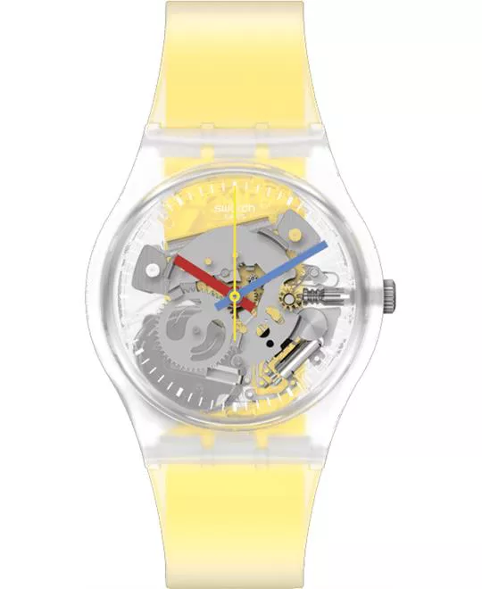 Swatch Clearly Yellow Striped Watch 34MM