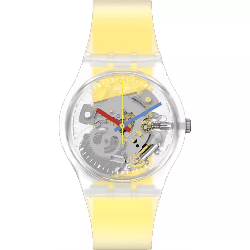 Swatch Clearly Yellow Striped Watch 34MM