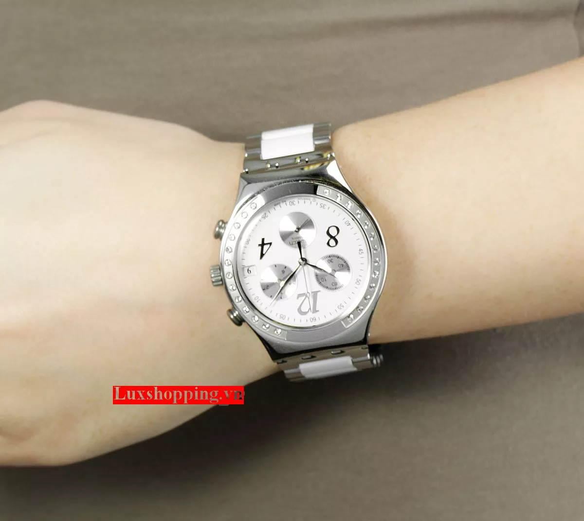 Swatch Dreamwhite Chrono Glitz Unisex Watch 39mm
