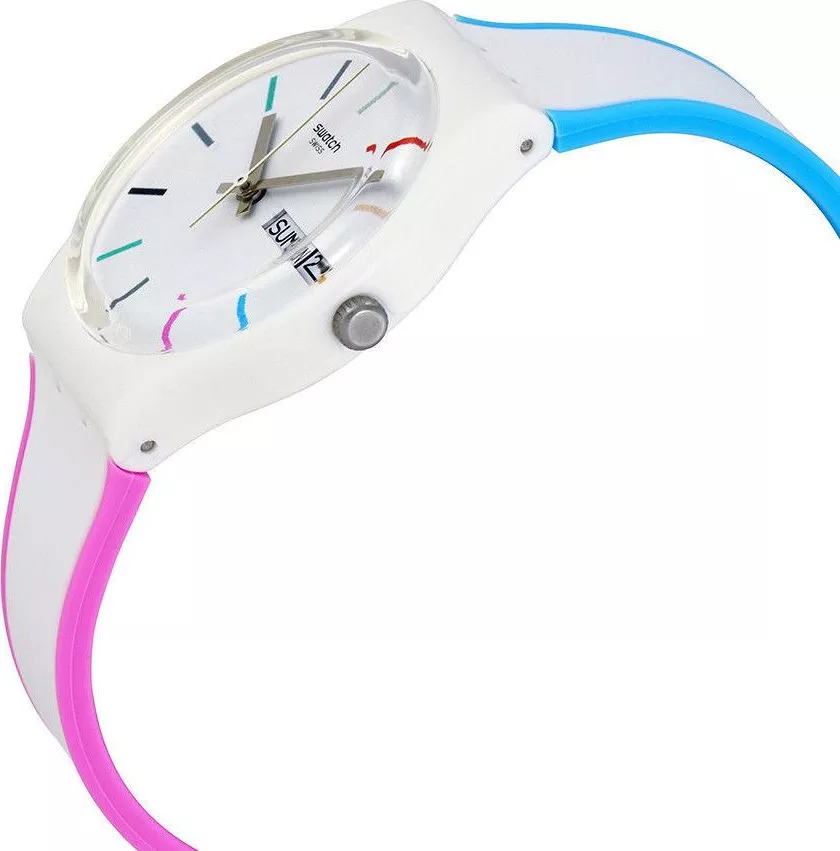 Swatch Edgyline White Dial Men's Multicolored Watch 34mm