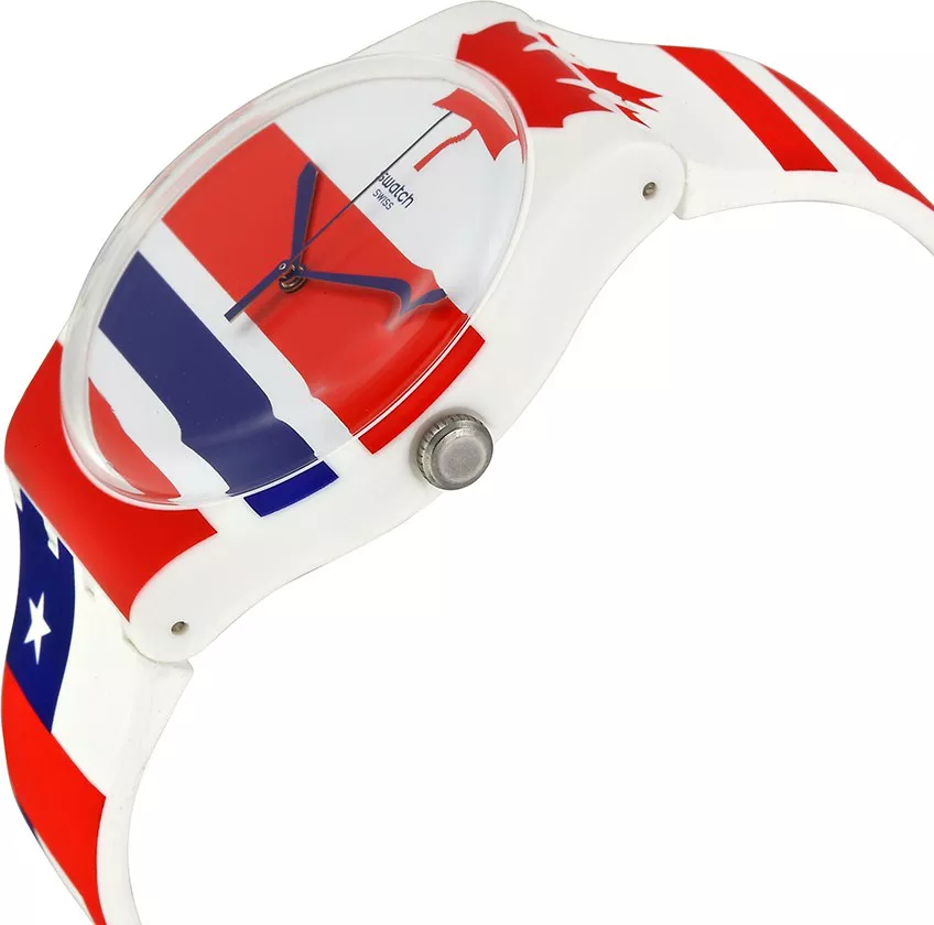 Swatch Flagtime Red White and Blue Dial Silicone Quartz 41mm
