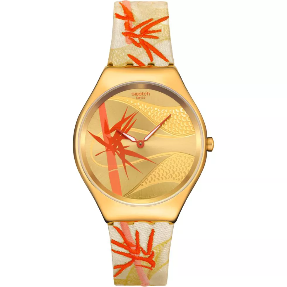 Swatch Golden Red Bamboo Watch 38mm