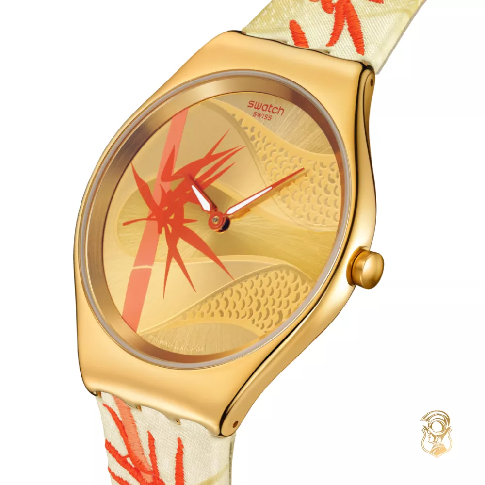 Swatch Golden Red Bamboo Watch 38mm