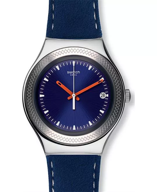 Swatch Irony Blue Leather Swiss Quartz Watch 37mm