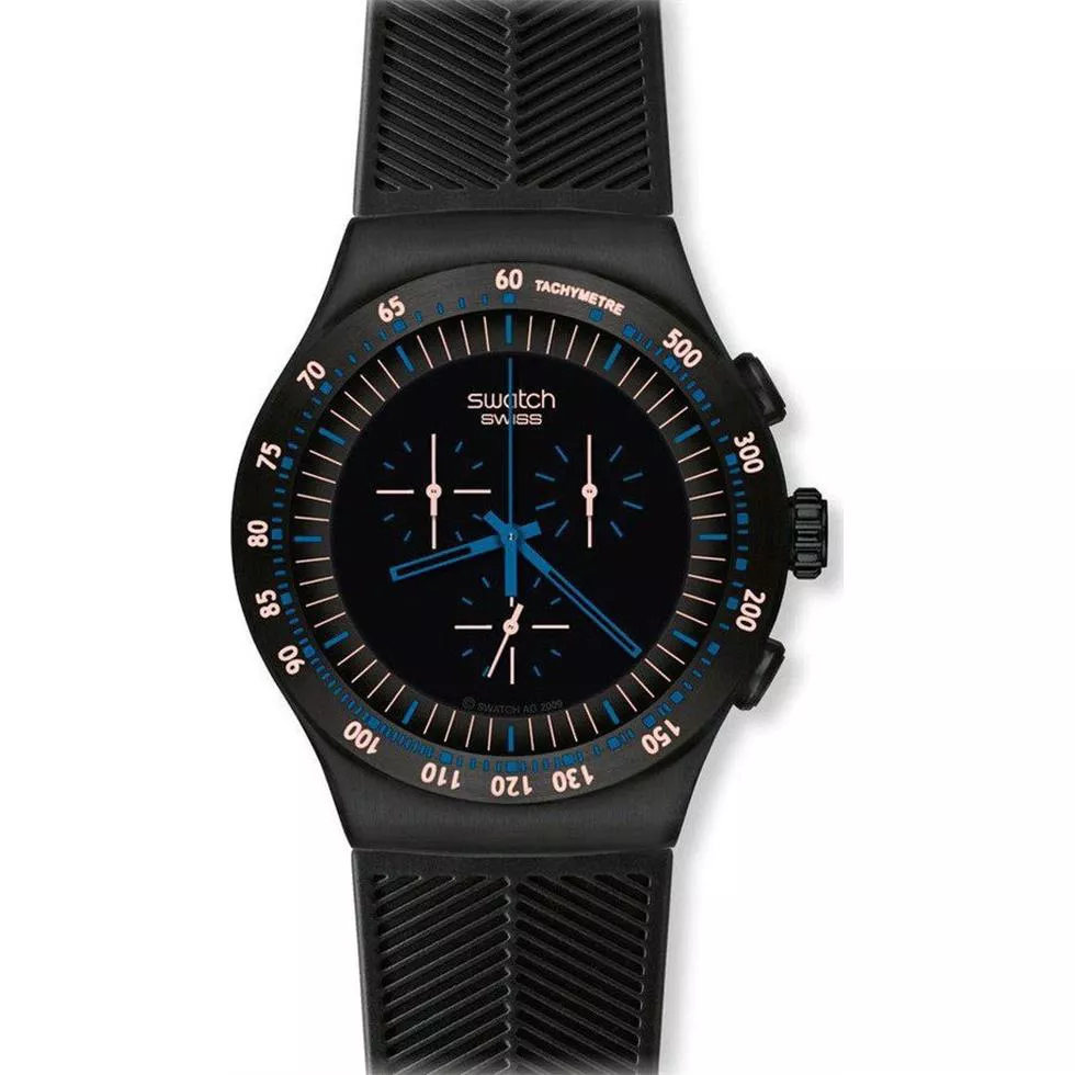 Swatch Men's Black Dial Chronograph Watch 47MM