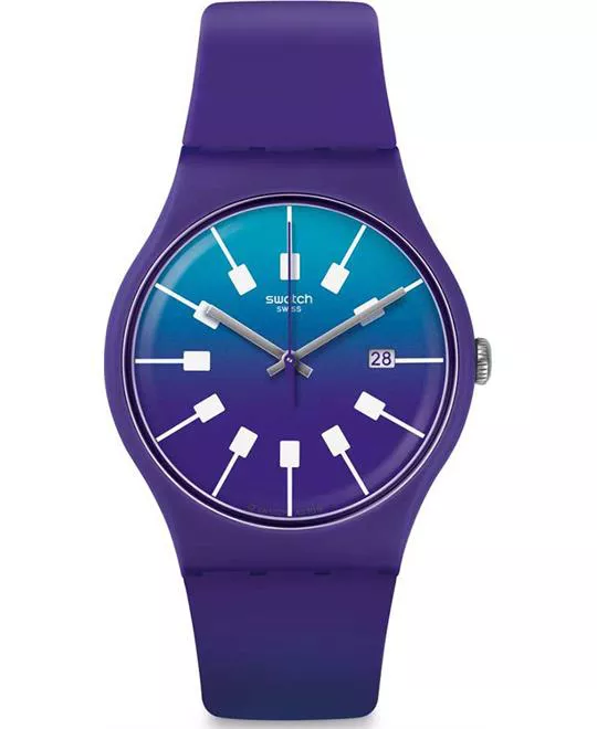 Swatch Men's Crazy Sky Purple Rubber Watch 41mm
