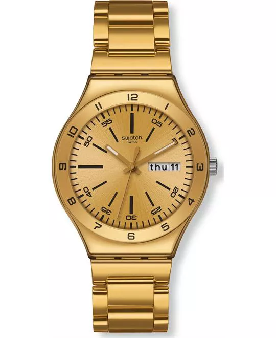 Swatch Men's Stainless Steel Gold Tone Dial Watch 38mm