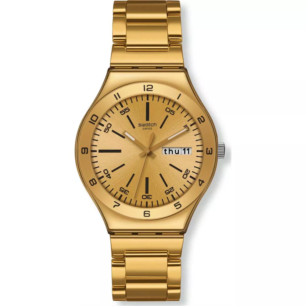 Swatch Men's Stainless Steel Gold Tone Dial Watch 38mm