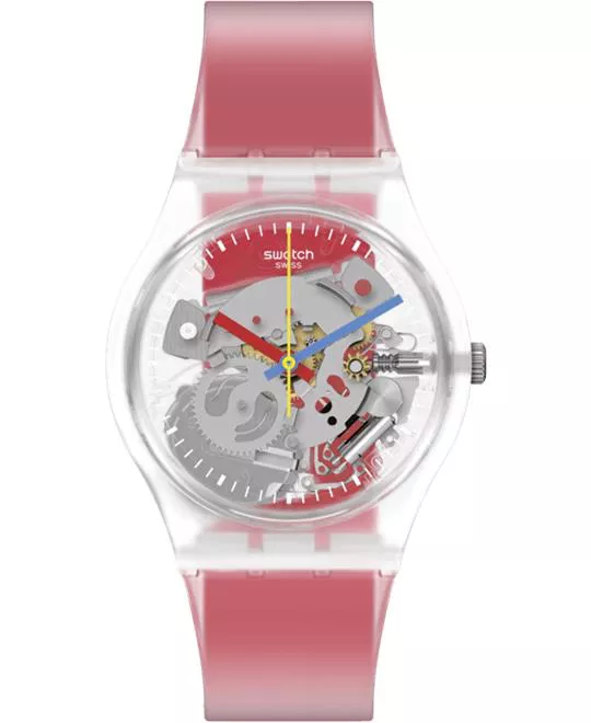 Swatch Monthly Drops Clearly Red Striped 34MM