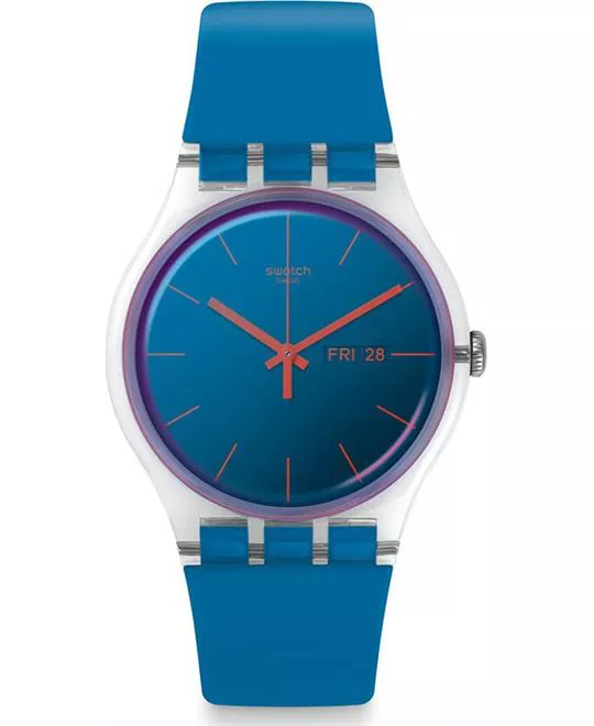 Swatch Polablue Blue Dial Plastic Watch 41MM
