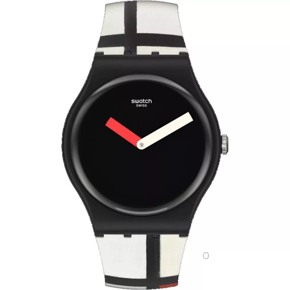 Swatch Red, Blue And White, By Piet Mondrian Watch 41MM