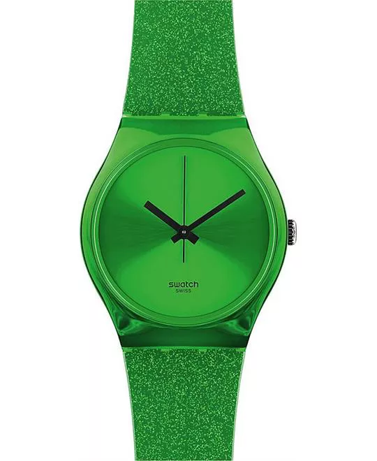 Swatch shine green silicone strap unisex watch 33mm