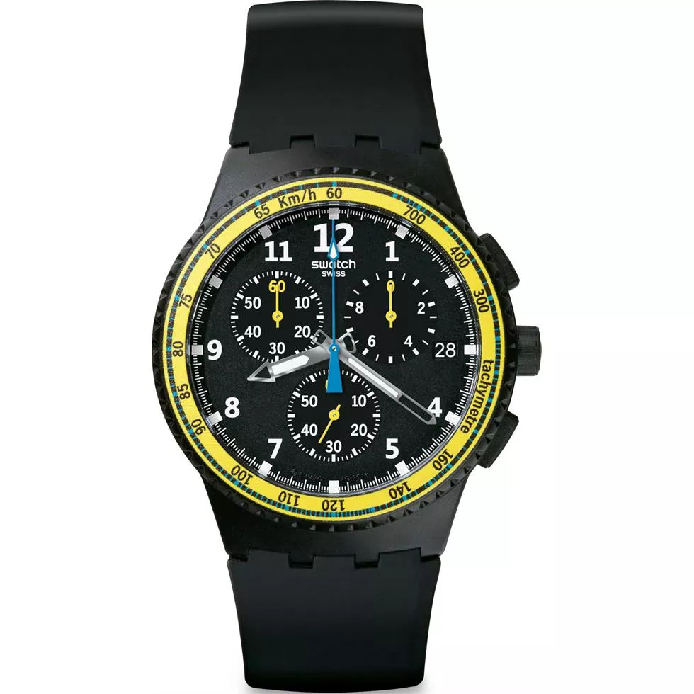 SWATCH Sifnos Chronograph Black Silicone Men's Watch 42mm